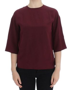 Dolce & Gabbana 3/4 Sleeve Silk Blouse - Purple