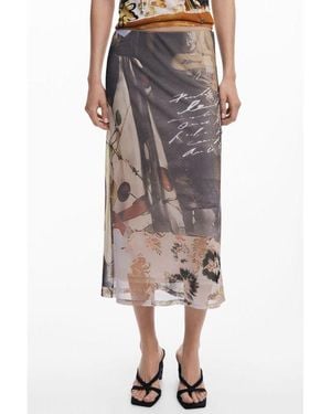 Desigual Beige Polyester 's Skirt - Multicolour