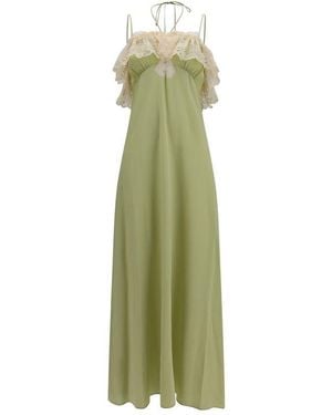 Chloé Bicolor Silk Casual Dress - Green
