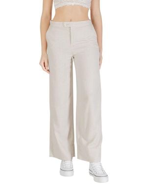 ONLY Beige Viscose Casual Pants - Natural