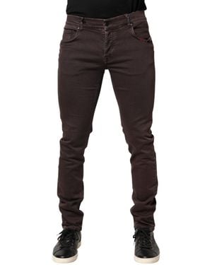 Daniele Alessandrini Brown Cotton Mid Waist Skinny Men Denim Jeans - Black