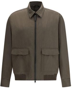 Brioni Bicolor Wool Coat - Green