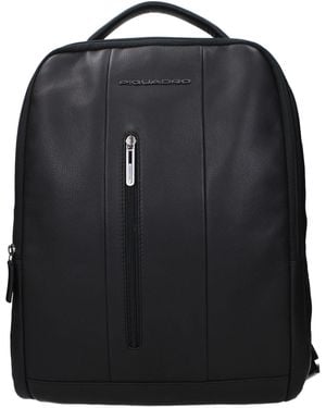 Piquadro Black Leather Backpack