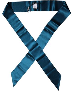 Dolce & Gabbana Satin Silk Skinny Foulard Scarf - Blue