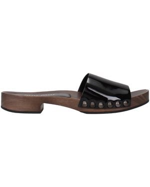 Miu Miu Black Leather Slippers