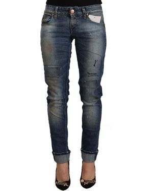 Acht Blue Washed Low Waist Folded Hem Slim Fit Jeans