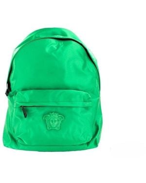 Versace Large Bright Nylon Fabric Medusa Shoulder Backpack Bookbag - Green
