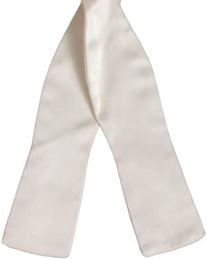 Dolce & Gabbana Silk Adjustable Neck Papillon Bow Tie - White