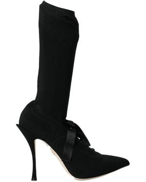 Dolce & Gabbana Stiletto Heels Mid Calf Boots Shoes - Black