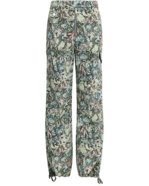 Ganni Printed Stretched Cotton Pants - Green