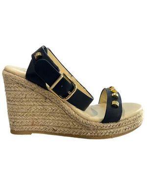 Borbonese Blue Leather 's Platform Sandal - Green