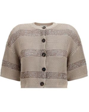 Brunello Cucinelli Beige Cotton Cardigan - Brown