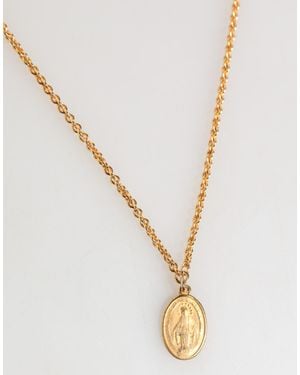 Dolce & Gabbana Medallion Metal Chain Charm Pendant Necklace - Metallic