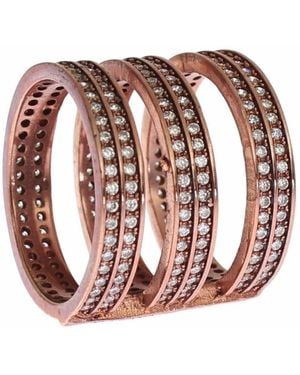 Nialaya Gold 925 Silver Clear Cz Pink Ring