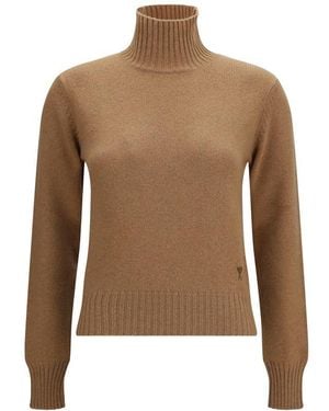 Ami Paris Brown Cashmere Turtleneck