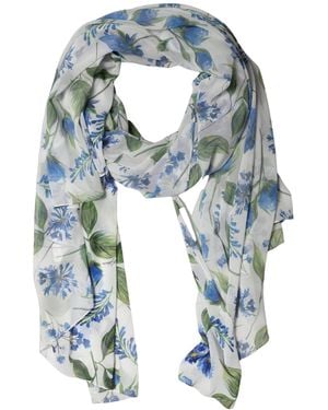 Dolce & Gabbana Floral Polyester Stole Scarf - Blue