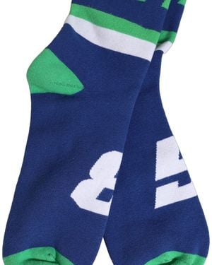 Dolce & Gabbana Men Multicolor Cotton Knee High Accessory Socks - Blue