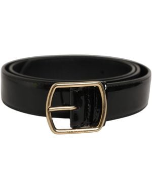 Dolce & Gabbana Black Patent Leather Gold Metal Buckle Belt