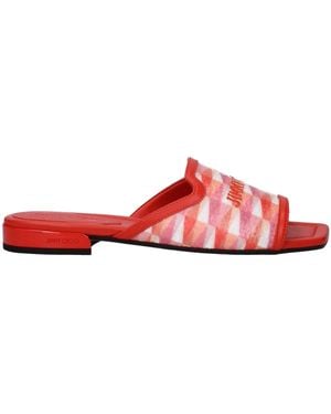 Jimmy Choo Orange Fabric Slipper - Red