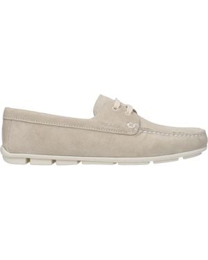Prada Gray Leather Loafer - Natural