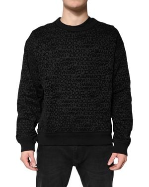 Dolce & Gabbana Black Monogram Crew Neck Sweatshirt Sweater