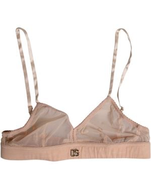 Dolce & Gabbana Powder Pink Nylon Dg Logo Non Wire Bra Underwear - Multicolour