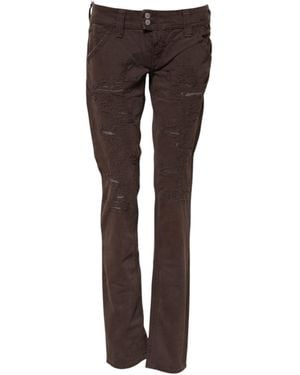 CYCLE Brown Cotton Low Waist Skinny Casual Jeans