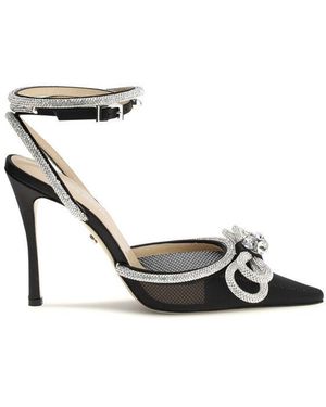 Mach & Mach Black Silk High Heel Court Shoes - Metallic