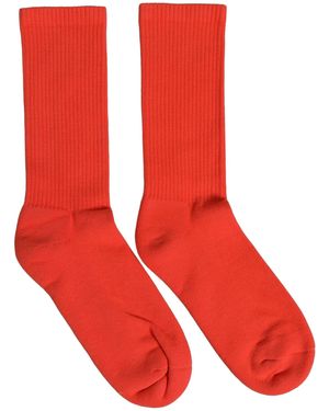 Dolce & Gabbana Red Cotton Ribbed Mid Calf Accessory Socks