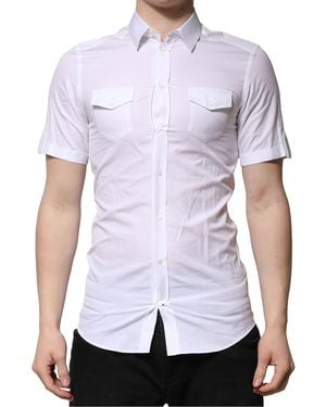 Dolce & Gabbana Cotton Short Sleeves Casual Shirt - White