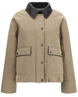 Brunello Cucinelli Beige Cotton Leather Jacket - Natural