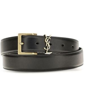 Saint Laurent Black Calf Leather Bos Taurus Regular Belt