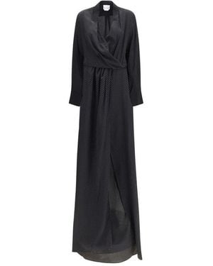 Sa Su Phi Black Silk Long Dress
