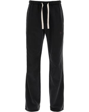 Palm Angels Wide-Legged Travel Trousers For Comfortable - Black