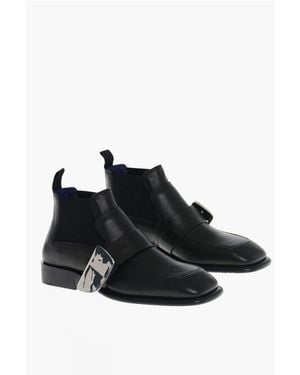 Burberry Leather Chelsea Boots With Edk Buckle - Black