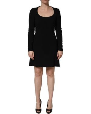 Roberto Cavalli Black Long Sleeves Scoop Neck Mini Dress