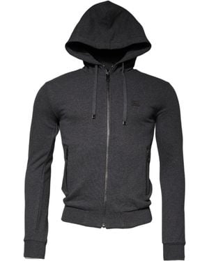 Dolce & Gabbana Grey Logo Full Zip Hooded Sweatshirt Jumper - Black