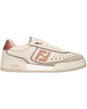 Fendi Beige Leather Low Tops - Pink