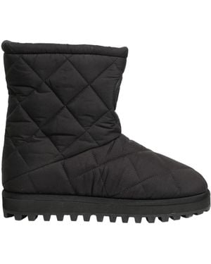 Dolce & Gabbana Black Quilted Effect Mid Calf Boots Shoes