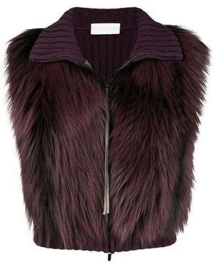 Fabiana Filippi Fox Fur Knitted Vest Jacket - Brown