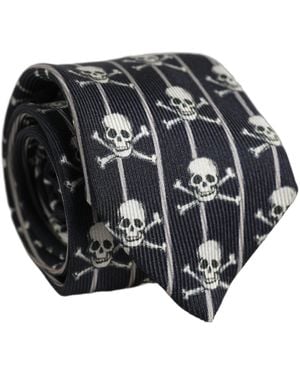 Dolce & Gabbana Men Black Silk Skull Fantasy Adjustable Tied Necktie Tie
