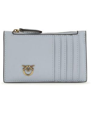 Pinko Blue Calf Leather Bos Taurus Wallet - Grey