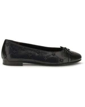 Tory Burch Black Calf Leather Bos Taurus Ballet Flats