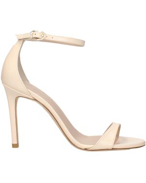 Stuart Weitzman Beige Leather Stiletto Heels Sandals - Metallic