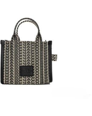 Marc Jacobs The Monogram Mini Tote Woven Jacquard Canvas Crossbody Handbag - Black
