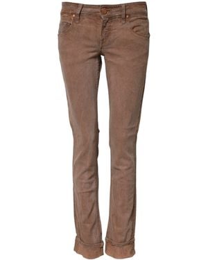 Acht Brown Cotton Slim Fit Denim Low Waist Jeans