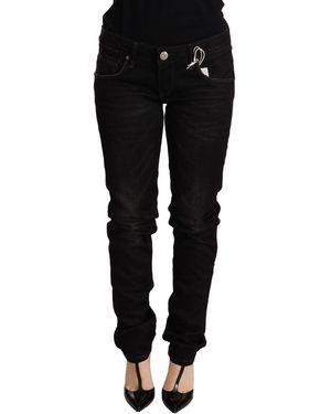 Acht Low Waist Skinny Denim Cotton Trouser - Black