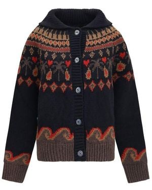 Alanui Multicolor Wool Oves Aries Cardigan - Black