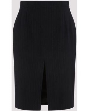 Saint Laurent Mid-rise Split-hem Wool-blend Midi Skirt - Black