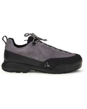 ROA Grey Calf Leather Bos Taurus Athletic Trainers - Black